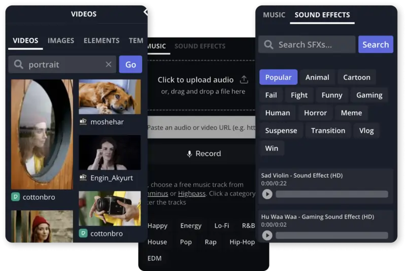 Kapwing add audio to video